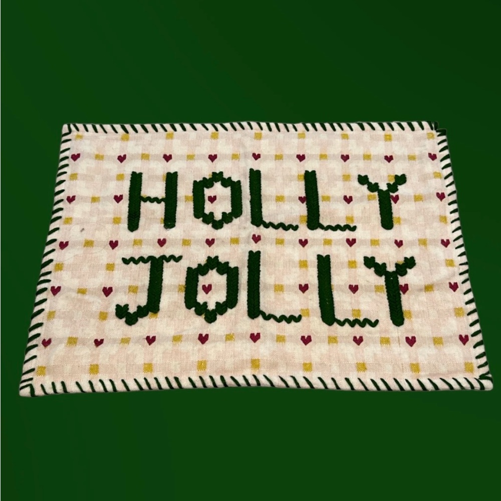 Anthropologie Holly Jolly Pillow - Green, Red, Yellow discontinued